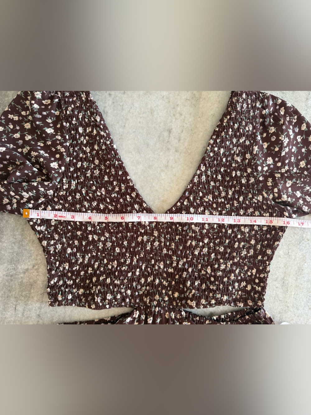 Harper & Me Burgundy Floral Midi Dress with Cutout Waist - US 6 / Aus 10 - Picture 7 of 10